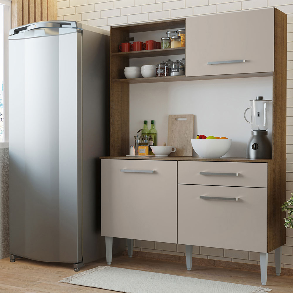 Mueble de Cocina Compacta Life 120 cm Marrón/Crema Madesa