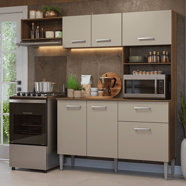 Mueble de Cocina Compacta Aura 2.00 Metros MarrónCrema
