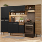 Cocina Integral Emilly Hit 2.60 Metros Marrón/Negro/Marrón