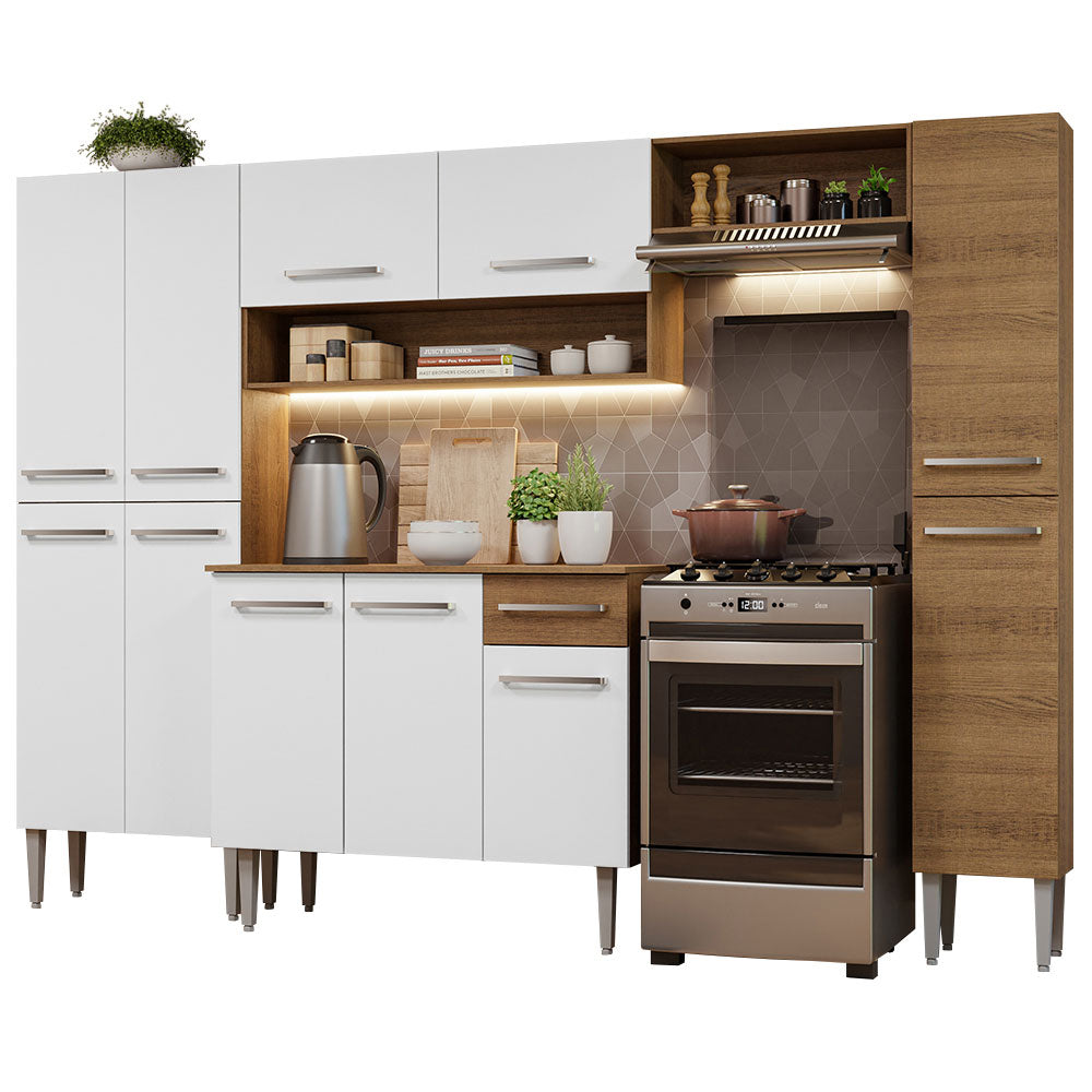 Cocina Integral Emilly Hit 2.60 Metros Marrón/Blanco