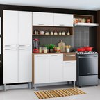 Cocina Integral Emilly 229 cm Top Marrón/Blanco Madesa