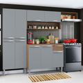 Cocina Integral Emilly 229 cm Top Marrón/Gris Madesa