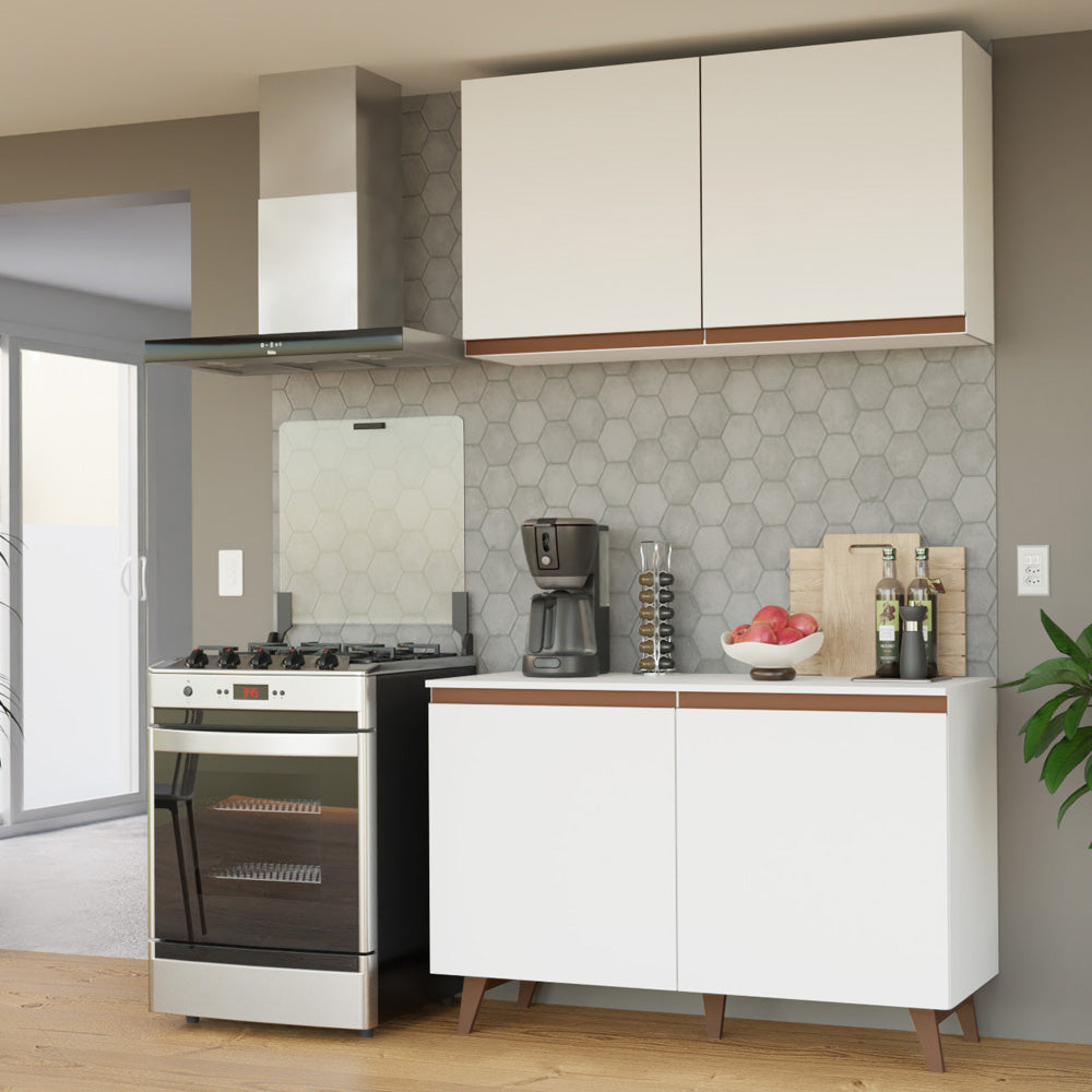 Kit Mueble de Cocina Superior y Mueble Bajo Reims 1.20 m Blanco