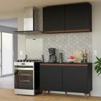 Kit Mueble de Cocina Superior y Mueble Bajo Reims 1.20 m Negro