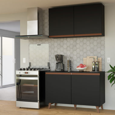 Kit Mueble de Cocina Superior y Mueble Bajo Reims 1.20 m Negro