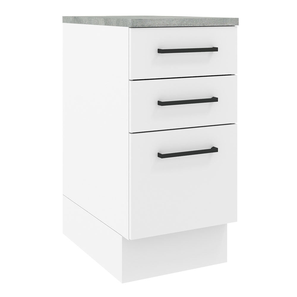 Mueble de Cocina Bajo Agata 3 Cajones 40 cm x 60 cm con Encimera Blanco