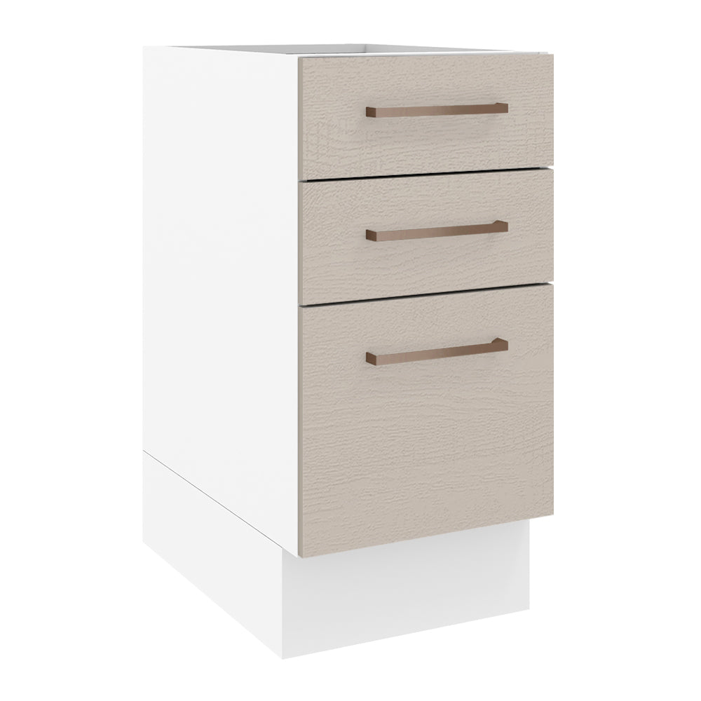 Mueble de Cocina Bajo Agata 3 Cajones 40 cm x 60 cm sin Encimera Blanco/Crema