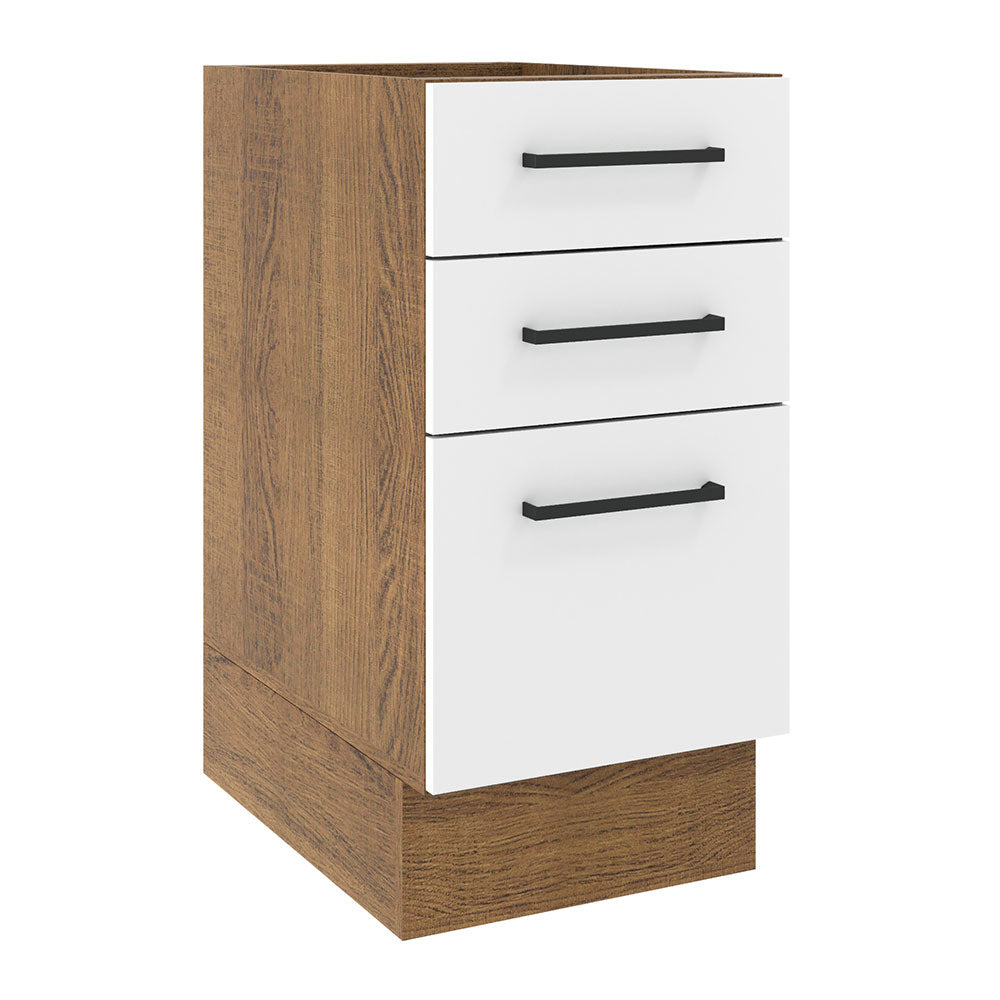 Mueble de Cocina Bajo Agata 3 Cajones 40 cm x 60 cm sin Encimera Marrón/Blanco