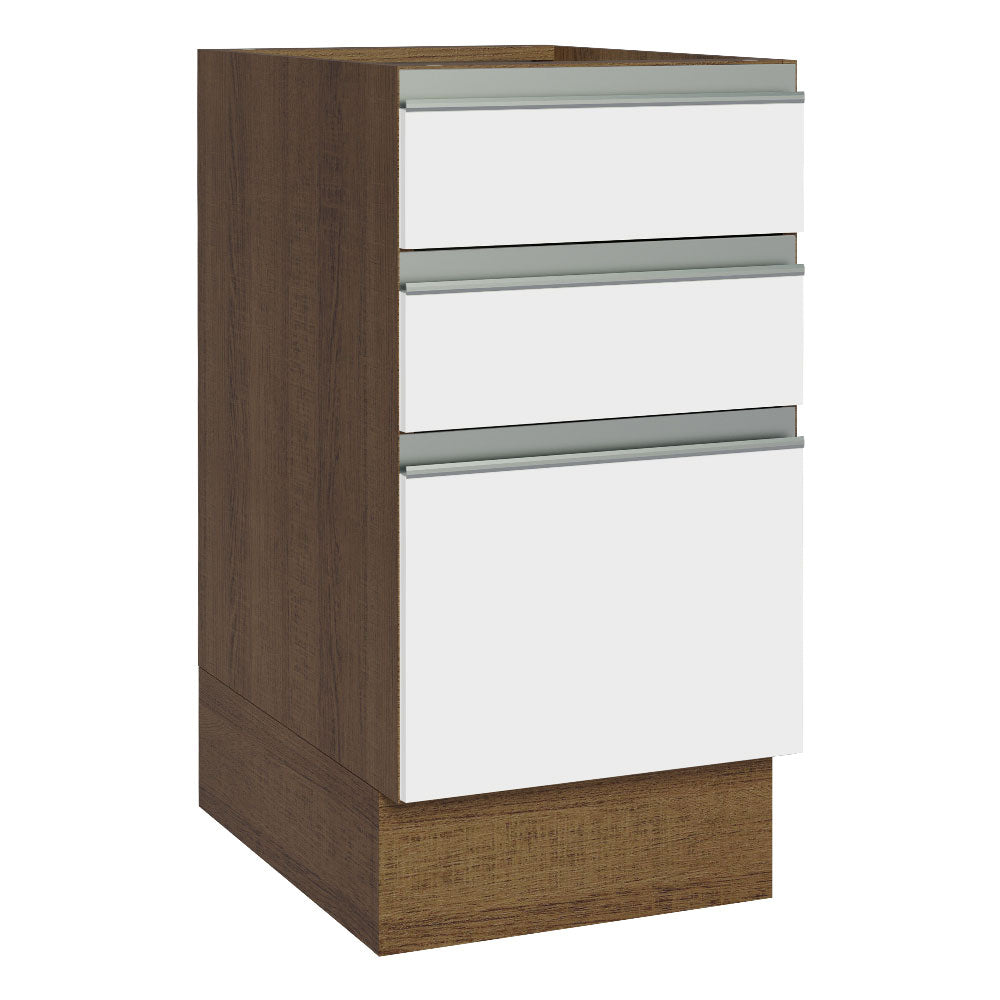 Mueble de Cocina Bajo Glamy 3 Cajones 40 cm x 60 cm sin Encimera Marrón/Blanco
