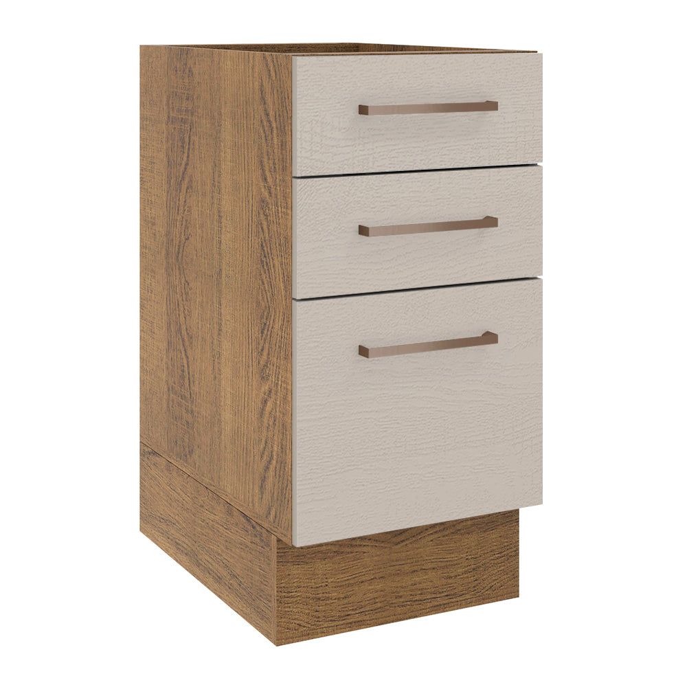 Mueble de Cocina Bajo Agata 3 Cajones 40 cm x 60 cm sin Encimera Marrón/Crema