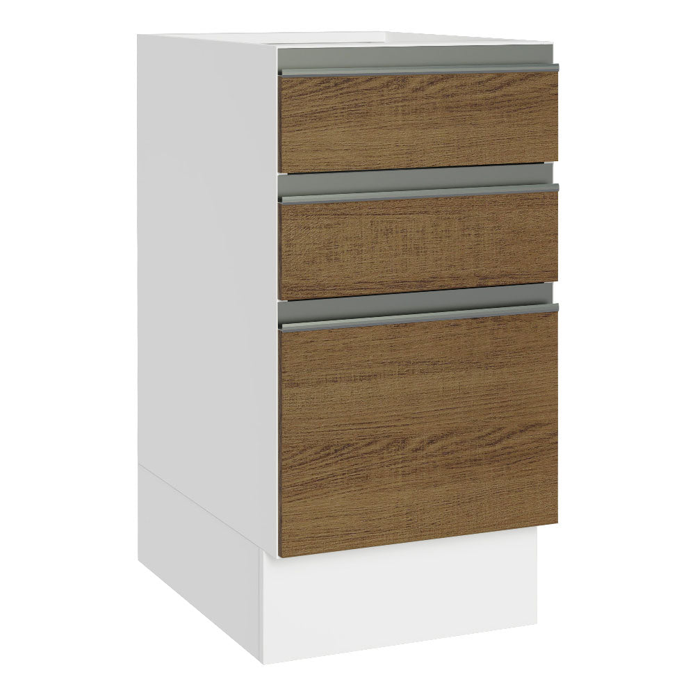 Mueble de Cocina Bajo Glamy 3 Cajones 40 cm x 60 cm sin Encimera Blanco/Marrón