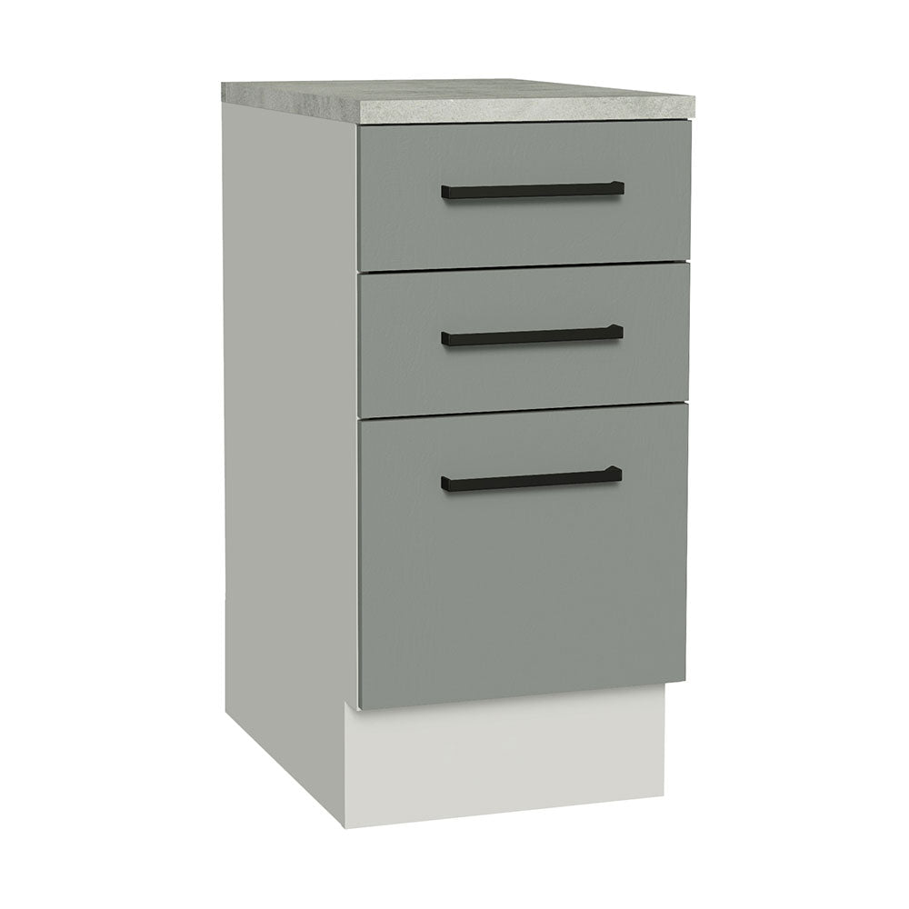 Mueble de Cocina Bajo Agata 3 Cajones 40 cm x 60 cm con Encimera Blanco/Gris