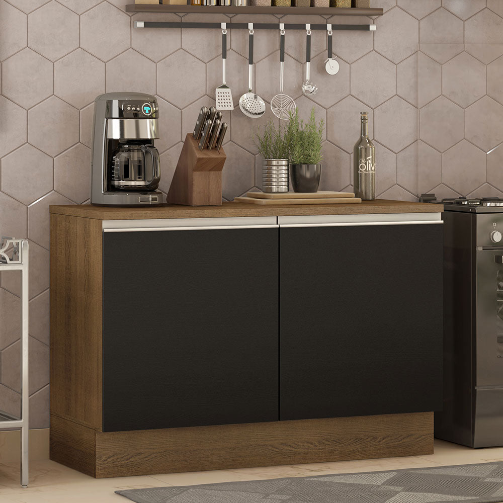 Mueble de Cocina Bajo Glamy 1.20 m 2 Puertas con Encimera Marrón/Negro