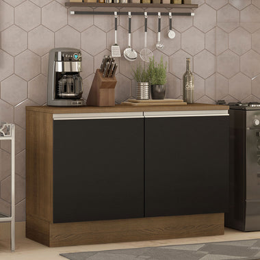 Mueble de Cocina Bajo Glamy 1.20 m 2 Puertas con Encimera Marrón/Negro