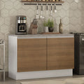 Mueble de Cocina Bajo Glamy 1.20 m 2 Puertas con Encimera Blanco/Marrón