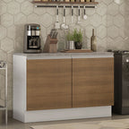 Mueble de Cocina Bajo Glamy 1.20 m 2 Puertas con Encimera Blanco/Marrón