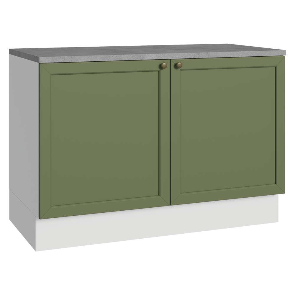 Mueble de Cocina Bajo Vik 1.20 m 2 Puertas con Encimera Blanco/Verde
