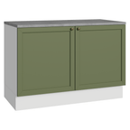 Mueble de Cocina Bajo Vik 1.20 m 2 Puertas con Encimera Blanco/Verde