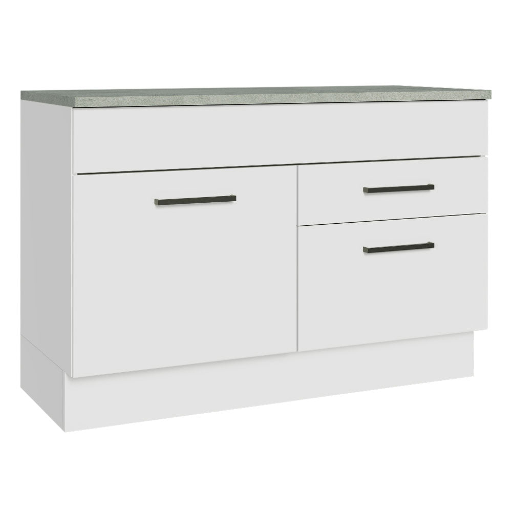 Mueble de Cocina Bajo Agata 1.20 m 1 Puerta 2 Cajones con Encimera Blanco