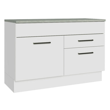 Mueble de Cocina Bajo Agata 1.20 m 1 Puerta 2 Cajones con Encimera Blanco