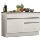Mueble de Cocina Bajo Glamy 1.20 m 1 Puerta 2 Cajones con Encimera Blanco