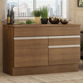 Mueble de Cocina Bajo Glamy 1.20 m 1 Puerta 2 Cajones con Encimera Marrón