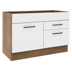 Mueble de Cocina Bajo Agata 1.20 m 1 Puerta 2 Cajones Marrón/Blanco
