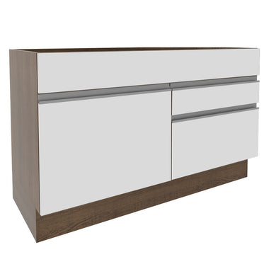 Mueble de Cocina Bajo Glamy 1.20 m 1 Puerta 2 Cajones Marrón/Blanco