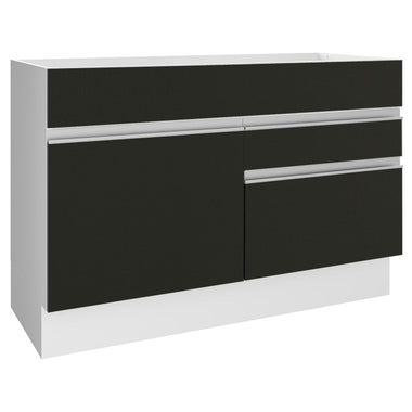 Gabinete Bajo de Lavaplatos 120cm 1 Puerta 2 Cajones Blanco/Negro (Sin Mesón y Sin Lavaplatos) Glamy