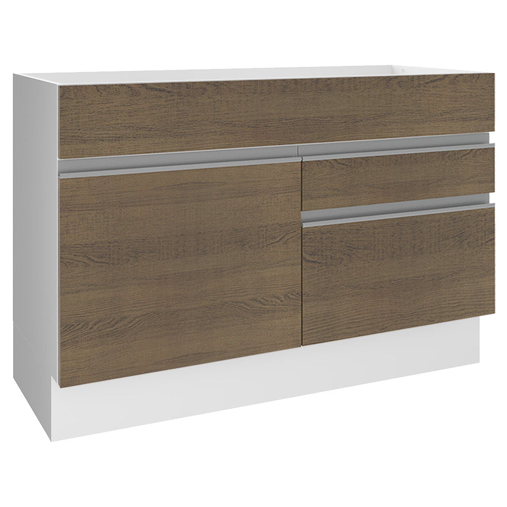 Mueble de Cocina Bajo Glamy 1.20 m 1 Puerta 2 Cajones Blanco/Marrón