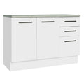 Mueble de Cocina Bajo Agata 1.20 m 2 Puertas 3 Cajones con Encimera Blanco