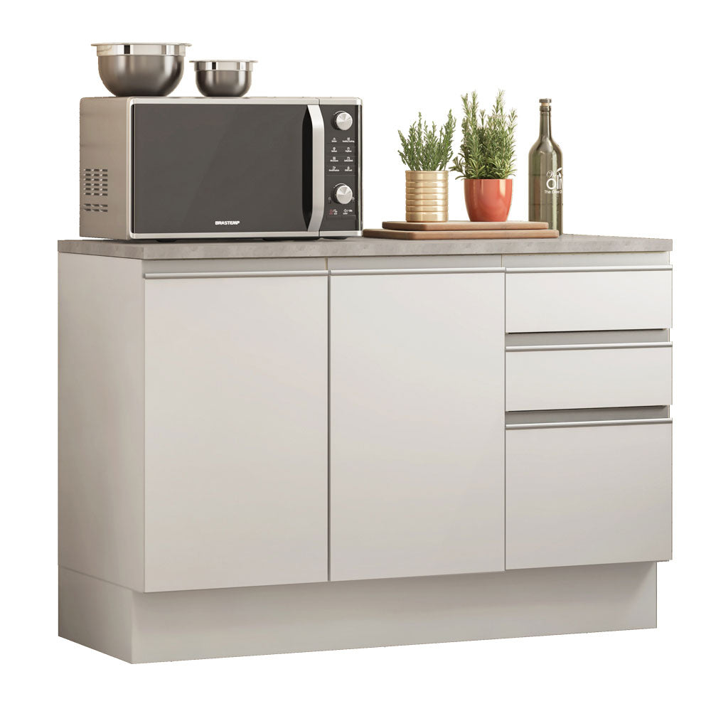 Mueble de Cocina Bajo Glamy 1.20 m 2 Puertas 3 Cajones con Encimera