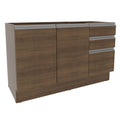 Mueble de Cocina Bajo Glamy 1.20 m 2 Puertas 3 Cajones Marrón