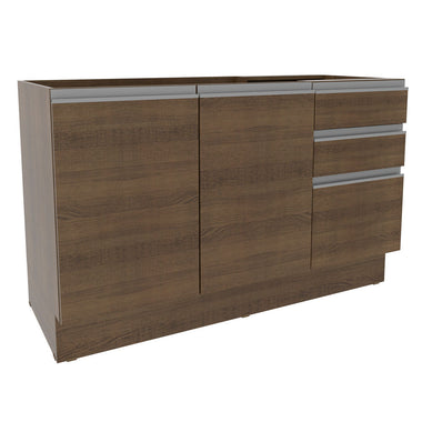 Mueble de Cocina Bajo Glamy 1.20 m 2 Puertas 3 Cajones Marrón