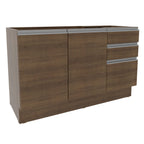 Mueble de Cocina Bajo Glamy 1.20 m 2 Puertas 3 Cajones y Portacubiertos Marrón