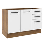 Mueble de Cocina Bajo Agata 1.20 m 2 Puertas 3 Cajones Marrón/Blanco