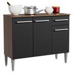 Mueble de Cocina Emilly 1.05 m 3 Puertas 1 Cajón con Encimera de MDP Marrón/Negro