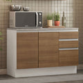 Mueble de Cocina Bajo Glamy 1.20 m 2 Puertas 3 Cajones con Encimera Blanco/Marrón