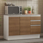 Mueble de Cocina Bajo Glamy 1.20 m 2 Puertas 3 Cajones con Encimera Blanco/Marrón