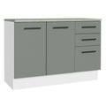 Mueble de Cocina Bajo Agata 1.20 m 2 Puertas 3 Cajones con Encimera Blanco/Gris