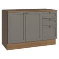 Mueble de Cocina Bajo Vik 1.20 m 2 Puertas 3 Cajones con Encimera Marrón/Gris