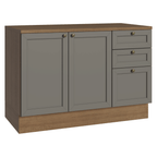 Mueble de Cocina Bajo Vik 1.20 m 2 Puertas 3 Cajones con Encimera Marrón/Gris