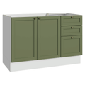 Mueble de Cocina Bajo Vik 1.20 m 2 Puertas 3 Cajones Blanco/Verde