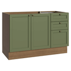 Mueble de Cocina Bajo Vik 1.20 m 2 Puertas 3 Cajones MarrónVerde