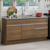 Mueble de Cocina Bajo Glamy 1.50 m 2 Prts 2 Cajones con Mesón de Acero
