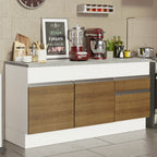 Mueble de Cocina Bajo Glamy 1.50 m 2 Puertas 2 Cajones con Encimera Blanco/Marrón