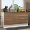 Mueble de Cocina Bajo Glamy 1.50 m 2 Puertas 2 Cajones con Encimera Blanco/Marrón