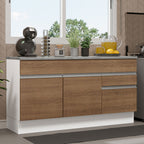 Mueble de Cocina Bajo Glamy 1.50 m 2 Puertas 2 Cajones con Encimera Blanco/Marrón