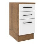 Mueble de Cocina Bajo Agata 40 cm 3 Cajones Marrón/Blanco