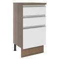 Mueble de Cocina Bajo Glamy 40 cm 3 Cajones Marrón/Blanco